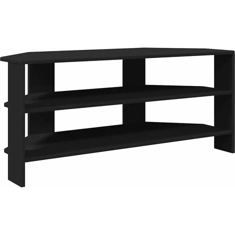 Meuble tv d'angle moderne avec rangement 102 x 40 x 45 cm finition mate en bois d'ingénierie noir (1/5)
