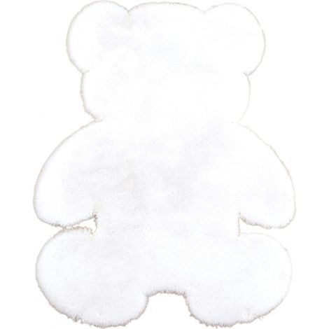 Tapis Ours, Tapis de Animales, Tapis Peau de Mouton, Tapis Fausse Fourrure, Tapis Shaggy Blanc, Tapis Enfant Fille, Tapis Chambre Fille, Tapis Ourson Doux pour Salon Chevet (75x105cm) (1/5)