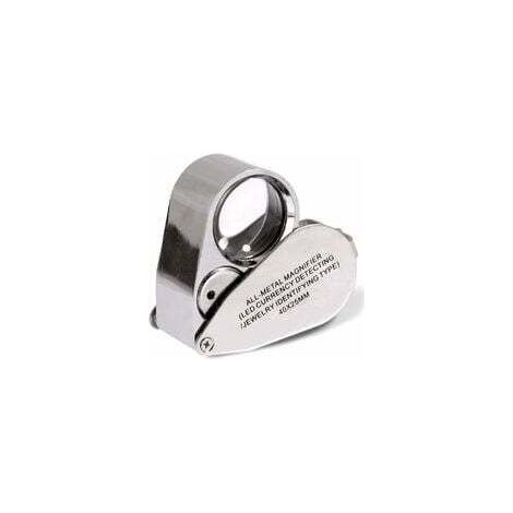 Lente d'ingrandimento da gioielliere 40X, pieghevole in metallo con luce LED UV per diamanti, gioiellieri e monete (riconoscimento di valuta/identificazione di gioielli) - Crezuo