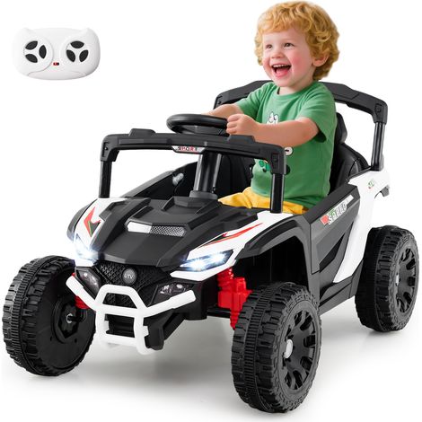 Voiture électrique 12V pour Enfants, Camion UTV avec Télécommande, 3 Vitesses, Lumières LED, Musique, Klaxon & Suspension à Ressort, Blanc (1/5)