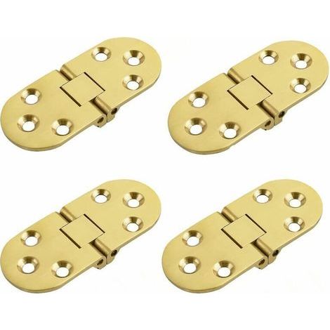 Cerniere per tavoli pieghevoli, connettori a scomparsa, accessori per mobili in acciaio inox, piegatura a 180°, spessore 2 mm, finitura cromata, set da 4, colore oro (1/5)