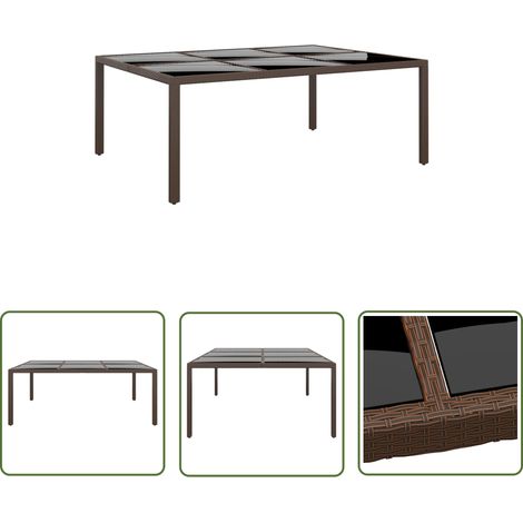 Table de jardin Table d'appoint, Table de Balcon, avec dessus en verre Marron 200x150x75 cm Rotin OIB5309E (1/5)