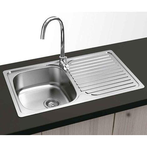 Évier carré encastrable 80x44 – 1 cuve et égouttoir – Acier inoxydable AISI 304 – Installation facile et nettoyage rapide – Gresinex