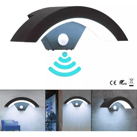 Applique Murale D'extérieur Avec Capteur, Applique Murale En Aluminium 18w, Étanche Ip65, Lumière Blanc Froid 6000k,Orientable À 120°,Adaptée Garages (1/3)
