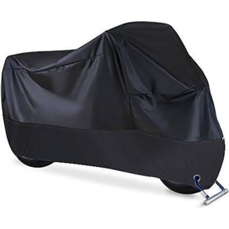 Housse Protection pour Moto 220x95x110cm XL Noir Couverture Polyester Résistant aux déjections d'oiseaux, à l'eau, à la Poussière/Neige/Pluie, au Vent, Soleil, Housses de Protection extérieur (1/5)