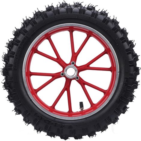 Pneu de roue avant 2.5-10 avec moyeu de chambre à air en caoutchouc résistant à l'usure 10 pouces pour petites motos tout-terrain 49cc rouge (1/5)