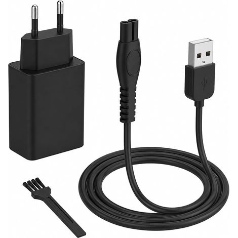 Câble de charge 5 V compatible avec QP2724 QP2834, câble de charge de rechange avec adaptateur et brosse de nettoyage, câble de chargeur USB pour rasoir et tondeuse à barbe, 1 m (1/5)