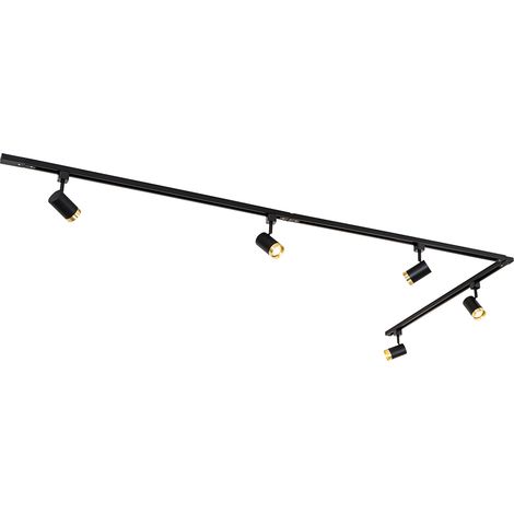 Modern Track Lighting with 5 Spotlights Black Gold 1-Phase - Iconic Jeana