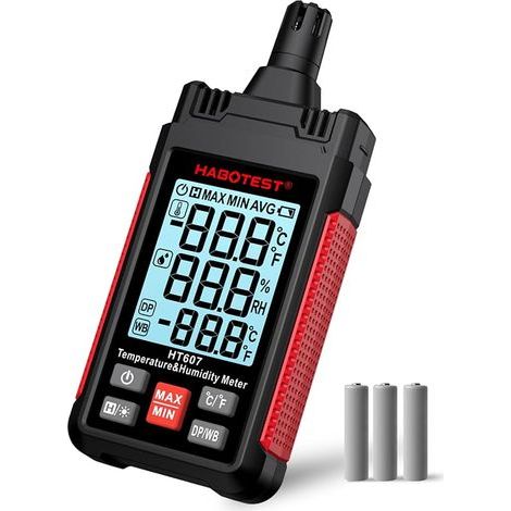Thermo-hygromètre numérique, HT607 Hygromètre portable, 4 en 1 Point de rosée Température, Thermometre Hygrometre Detecteur Humidite (1/3)