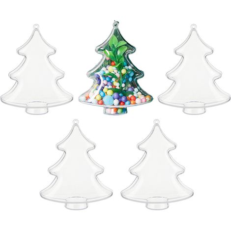 SJLERST Lot de 5 boules de Noël transparentes, boules en plastique moulées par injection PS, décorations de Noël de style européen (1/5)