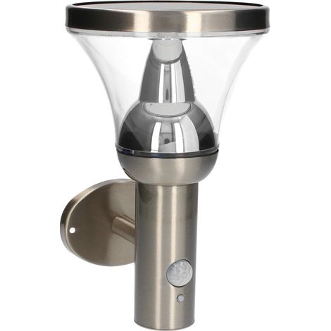 BASTIDE Solar-Wandleuchte mit Bewegungsmelder, 6 W, 600 lm, Edelstahl ARLUX LIGHTING
