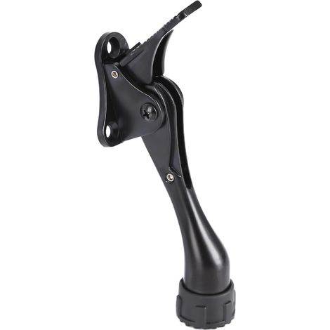 RHG Butée de porte de 10 cm (4 pouces), réglable en hauteur d'une seule main, en alliage d'aluminium, avec  embout en caoutchouc, noir.