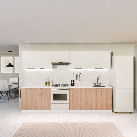 Blumfeldt Küchenschrank Mit Arbeitsplatte - Modernes Regal Mit 30 mm MDF-Arbeitsplatte, Verstellbaren ABS-Füßen, Melaminbeschichteter Oberfläche, Weiß-Eiche Finish, Praktische Regaleinteilung