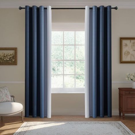Tende Isolanti Opache 132x214 cm, Antirumore e Oscuranti, per Interni Soggiorno o Camera da Letto, Blu Scuro (1/4)