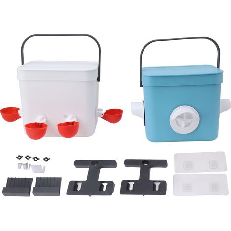 Distributeur d'eau et mangeoire automatique pour poules, 6L, anti-pluie, plastique résistant (1/5)