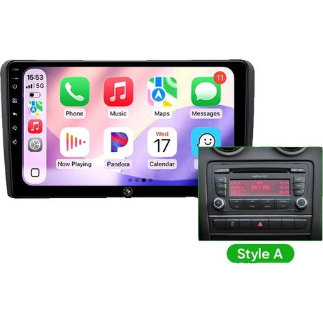 Lecteur multimédia de voiture, contrôle au volant, écran haute définition, compatible avec Audi A3 8P 2003 - 2013 sans fil, G5 4G 64G Style A (1/2)
