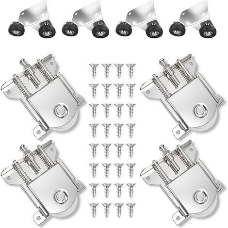 JSSEVN - 4PCS Sliding Cabinet Door Rollers for Sliding Doors, Silent, Sliding Furniture Doors for Cabinets (with 16 screws) (1/5)