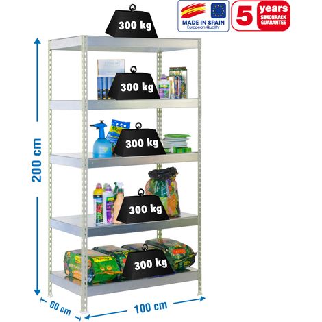 Simonrack Mensola Moderna Galvanizzata con 5 Ripiani Robusti