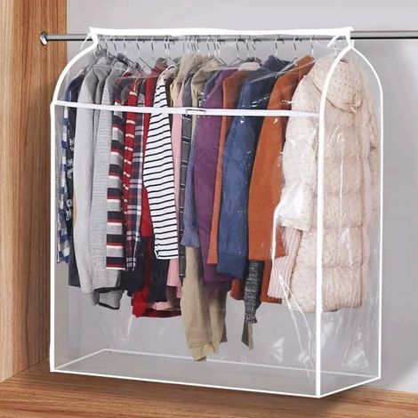 Housse de penderie translucide anti-acariens de 110 cm avec fermeture éclair pour protéger de la poussière et de l'humidité. Armoire non incluse. (1/3)