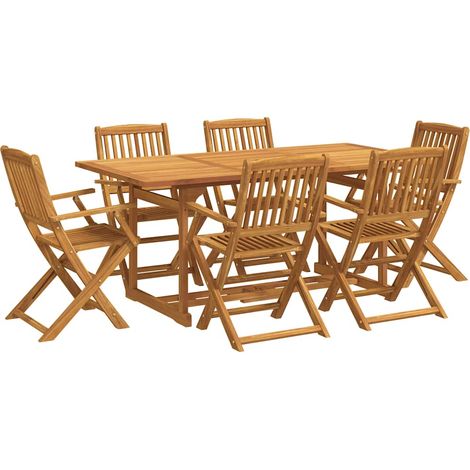 7 Piece Garden Dining Set 180x90x75 cm Solid Wood Acacia vidaXL (1/5)