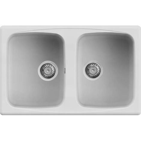 Lavello Elleci Incasso 2 vasche 79x50 Master 350 Granitek Bianco LGM35068 (1/6)