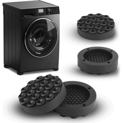 Noir,Tapis Anti Vibration Machine à Laver – Lot de 4 Patins Antidérapants Silencieux en Silicone pour Lave-linge, Sèche-linge, Réfrigérateur, Meubles et Sols Fragiles (1/5)