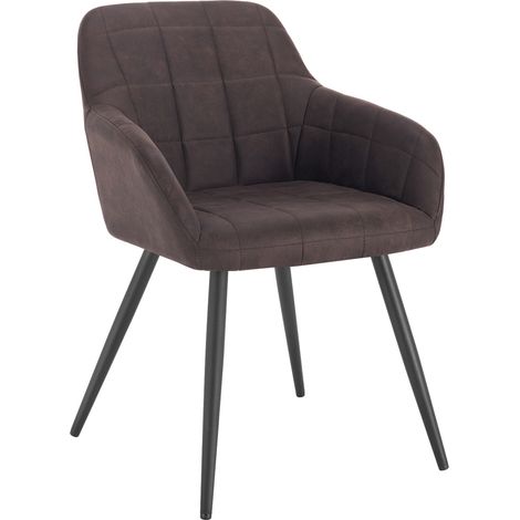 WOLTU 1 x Sillas de Comedor Nordicas Estilo Vintage Juego de 1 Silla de Cocina Silla Tapizada con Reposabrazos Tapizadas Tela Estructura de Metal Marrone Oscuro (1/5)