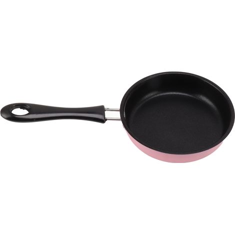 Mini-Edelstahl-Bratpfanne mit Antihaftbeschichtung, rund, induktionsgeeignet, mit langem Griff, 12 cm, Rosa (1/5)