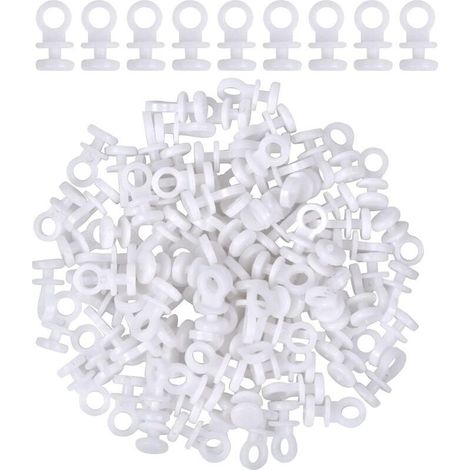 100 Pcs Glisseurs pour Rail à Rideaux - Crochets en Plastique Blanc Coulissants - Idéal pour la Plupart des Rideaux ou Rideau de Douche