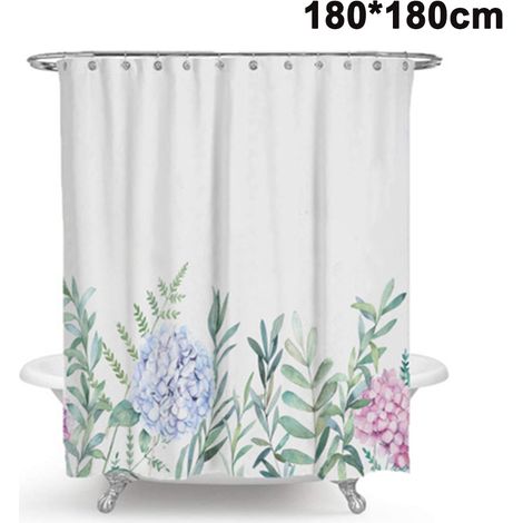 1 Rideau de douche, polyester, anti-moisissure, antibactérien, 12 anneaux, salle de bain (1/5)