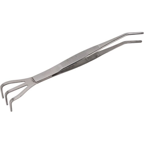 Râteau à racines avec pince à épiler, 3 dents, en acier inoxydable, pour ameublir la terre, outil pour bonsaï avec manche ergonomique coudé