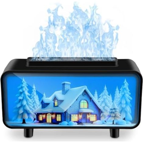 Diffuseur d'huiles essentielles 3 en 1, humidificateur à Flamme simulée diffuseur de Brume Lumineuse colorée, diffuseurs d'air sans Eau à arrêt Automatique, diffuseur électrique à Brume frache