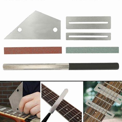 Kit de 6 outils pour luthier guitare, grattoir et couteau de précision en acier, manche bois, finition noire, idéal réparation et fabrication d'instruments. (1/5)