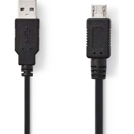 Cable usb usb 20 usb a macho usb micro a 480mbps niquelado 200 metros redondo pvc negro bolsa de plastico