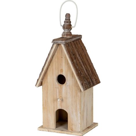 Large Rustic Birdhouse - Wood - L11 x W15 x H33 cm - White