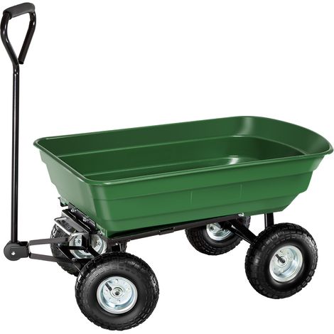 Chariot de jardin en métal avec benne basculante vert (1/8)