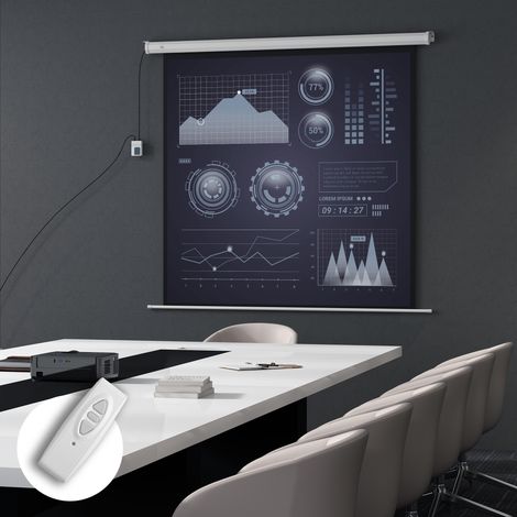 Motorisierte 92-Zoll-Leinwand (1:1) mit Fernbedienung, aufrollbare Leinwand aus Kunststoff und Metall, 189,5 x 8 x 189,5 cm, Weiß