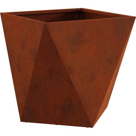 Jardinière moderne extérieure 40 x 40 x 40 cm idéale pour plantes décoratives jardin terrasse en acier rouillé (1/5)