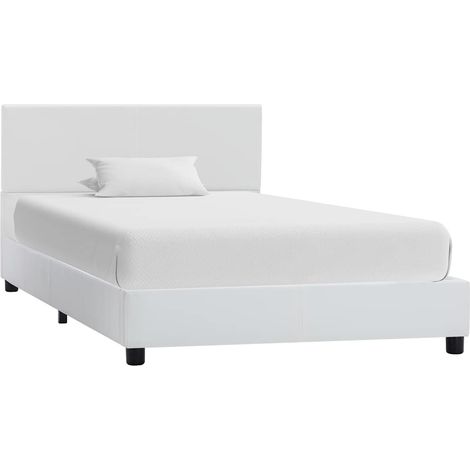 vidaXL Estructura de cama sin colchón cuero sintético blanco 90x200 cm (1/5)