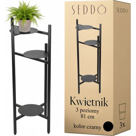 Soporte metálico para flores, soporte de pie para flores, plantas, macetas, 3 estantes, loft 81 (1/5)