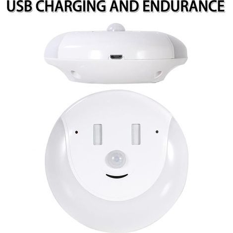 Automatisches LED-Nachtlicht, USB-aufladbare Wandleuchte fürs Schlafzimmer, intelligente, energiesparende Treppenhausleuchte, Bewegungssensor, Nachtlicht, geeignet fürs Schlafzimmer (1/4)