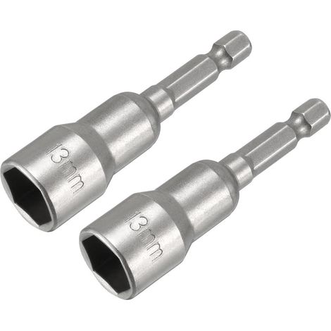 Lot de 2 clés à douille 13 mm, foret hexagonal magnétique 1/4", adaptateur de douille à six pans creux métriques, longueur 65 mm (1/5)