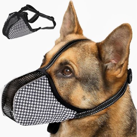 Dog Muzzle - Safety and Comfort Anti-Bite - Adjustable Muzzle Prevents Chewing/Eating, Durable and Practical Pet Accessory for Small and Large Dogs (Black) (L) (1/5)
