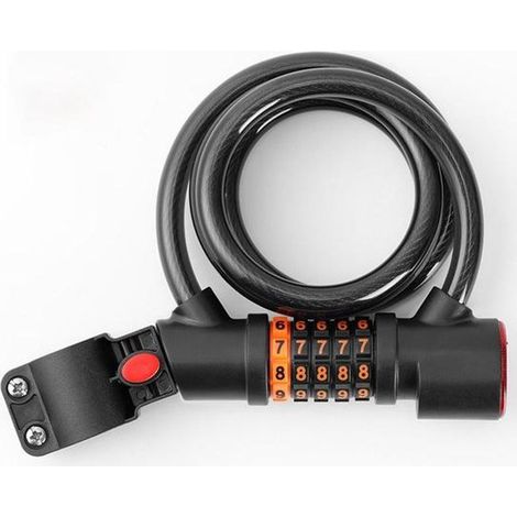 Porte-clés 1,8 m, antivol à quatre points, cadenas pour vélo, cadenas en acier, cadenas à combinaison (noir mat)