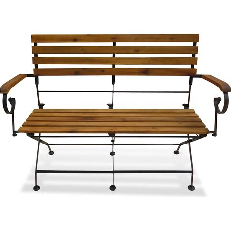 vidaXL Banco de jardín plegable madera maciza de acacia 112 cm (1/2)