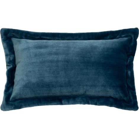 Coussin Déco Flanelle "Cuddly" 38x58cm Bleu Égéen (1/5)