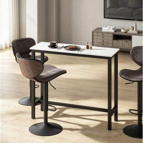 Mesa de bar 120 x 40 x 100 cm negro y blanco efecto mármol HAVRYA (1/5)