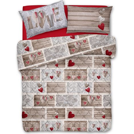 Trapunta Invernale Linea Pensieri Delicati Disegno Shabby Love Colore Rosso, misuraSingolocoloreRosso