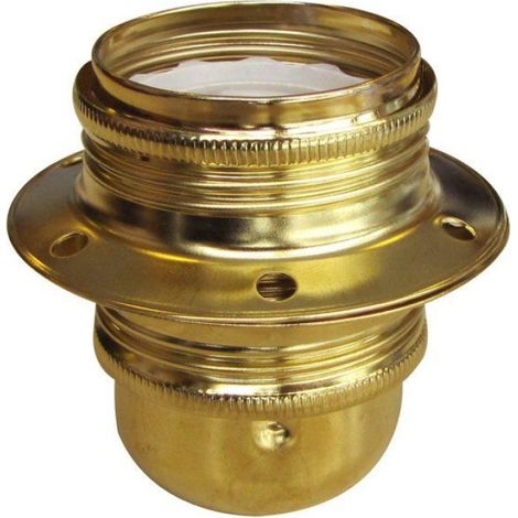 Douille E27 - Acier Laitonné Bronze - Vis Anti-rotation - 100 W - 250 V - Pour Ampoules Halogènes - 1 Pièce