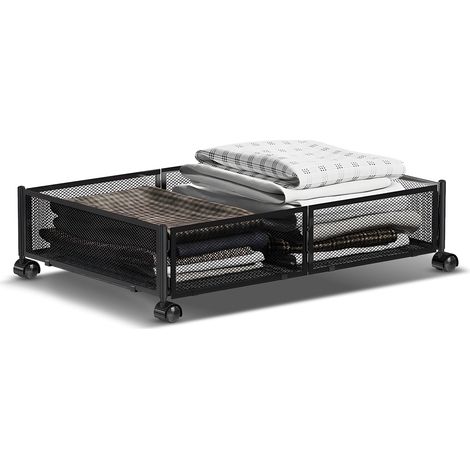 Boîte de rangement sous-lit 1 pack en métal avec roues, blanc, 62.6x42.3x15.8cm, multifonction, organisateur, grand volume, design pliable et visibilité. (1/3)